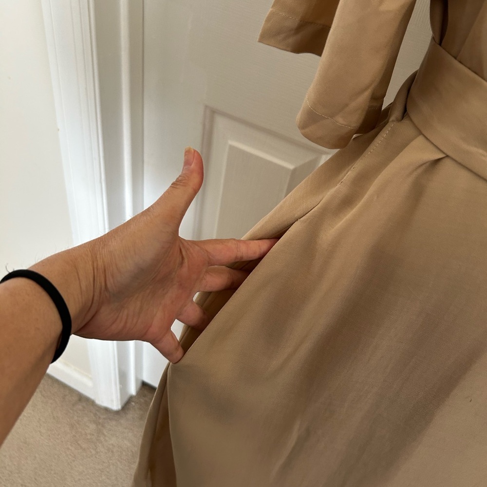 Cuyana Trench Wrap Midi Dress in Tan - Picture 7 of 12
